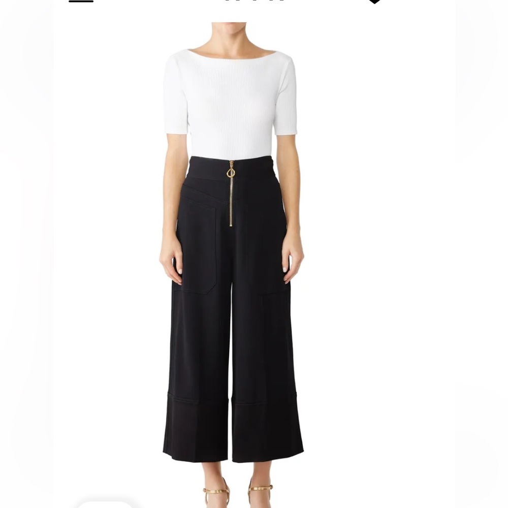 Derek Lam 10 Crosby Wide Leg Front Zipper Pants Size 4 Black